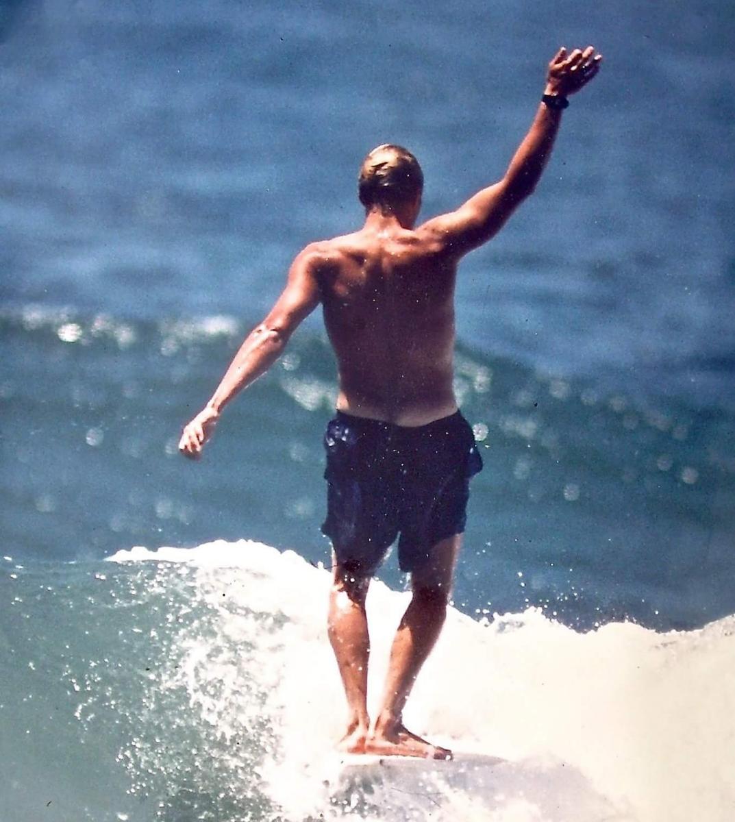 Tom riding a Donald Takayama Speed Shape 1987. Photo Randy Dible.