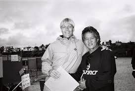 Tom with Donald Takayama the day Tom won the Cardiff Reef Clean Ocean Contest.